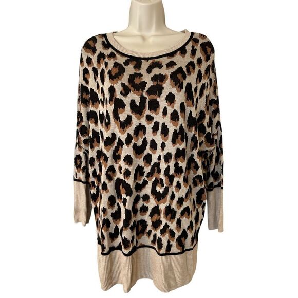 New Directions Sweater, Knit, Animal Print / Leopard, Oversized Small - Picture 1 of 7